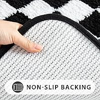 Vista 5 de Uphome Bathroom Rugs Set 3 Piece, Black and White Checkered Bath Mat Set Non Slip Machine Washable, Soft Plush Microfiber Bathroom Mat with U Shaped