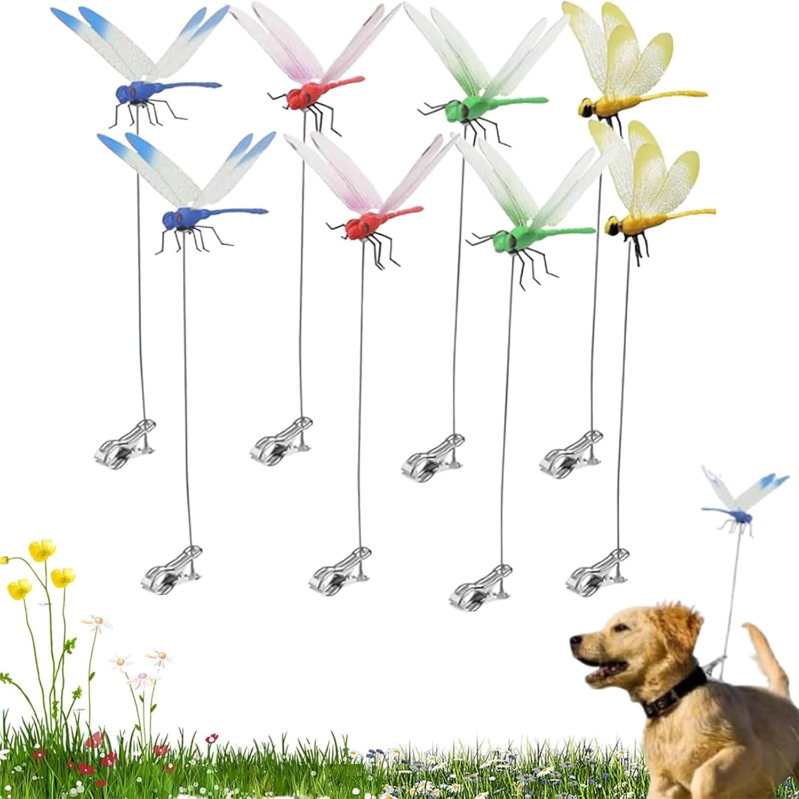 Getbstoop As Picture Dragonfly Clip, 3D Dragonfly Garden Stakes Decor, Realistic Garden Decoration Clip, Multi-Purpose Hat Clips Insert Clamp, Bug-Repellent Ornament For Indoor, Outdoor, Garden & Patio