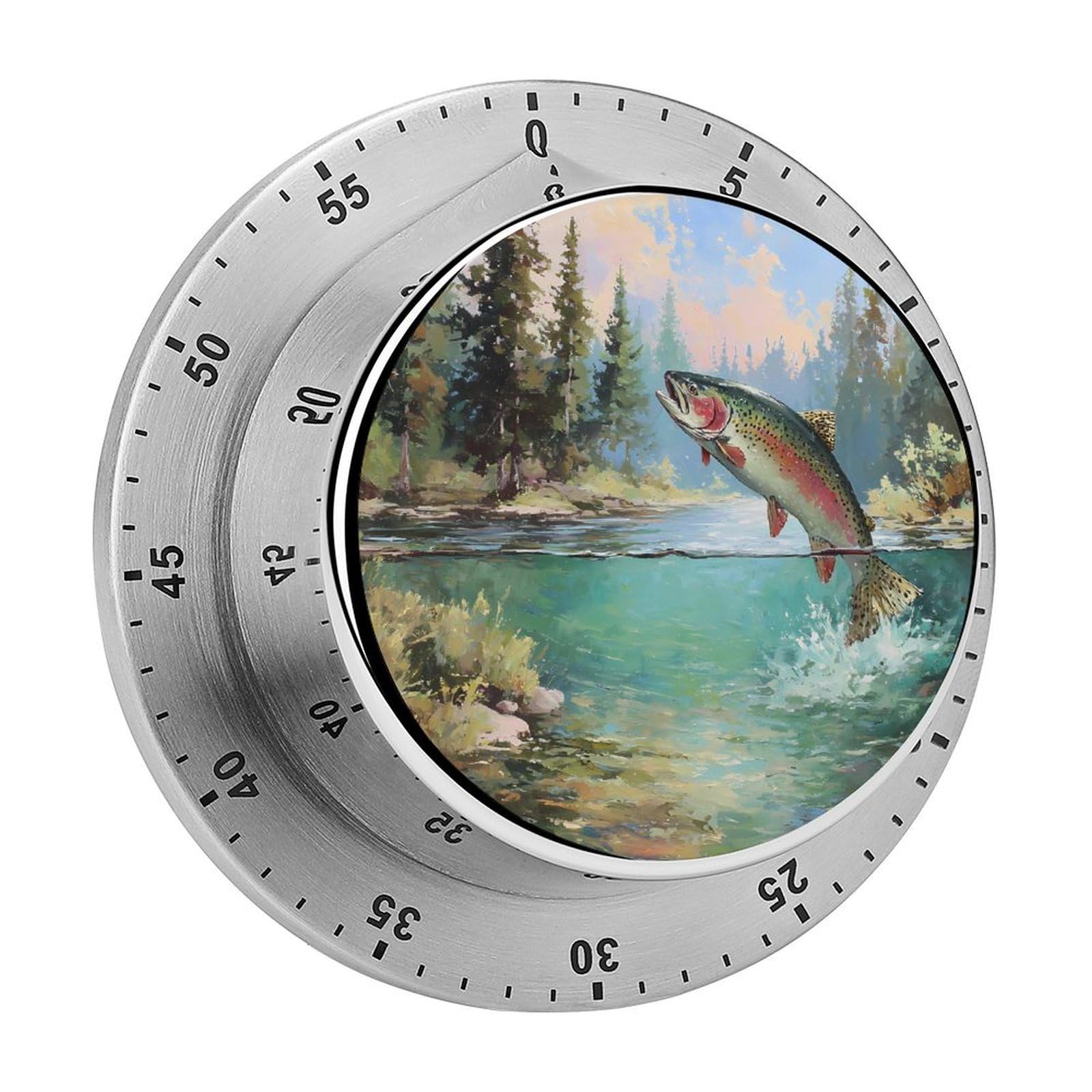 Trout Fish Lake s Mechanical Timer with Alarm for Kitchen Cooking Productivity Stainless Steel Timers