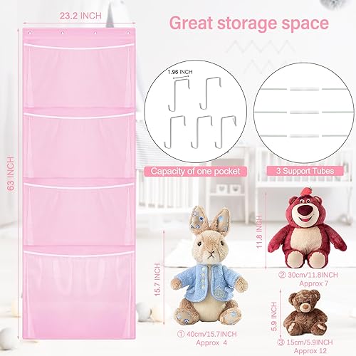 Miniatura 2 de Almacenamiento de animales de peluche colgantes, organizador grande de juguetes de felpa con gancho de metal, soporte para accesorios de bebé, idea