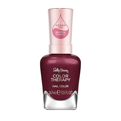 Sally Hansen Color Therapy Esmalte de uñas  Biotina, aceite de argán, uñas de larga duración, uñas saludables, fortalecedor de uñas, opaco  374 Wine