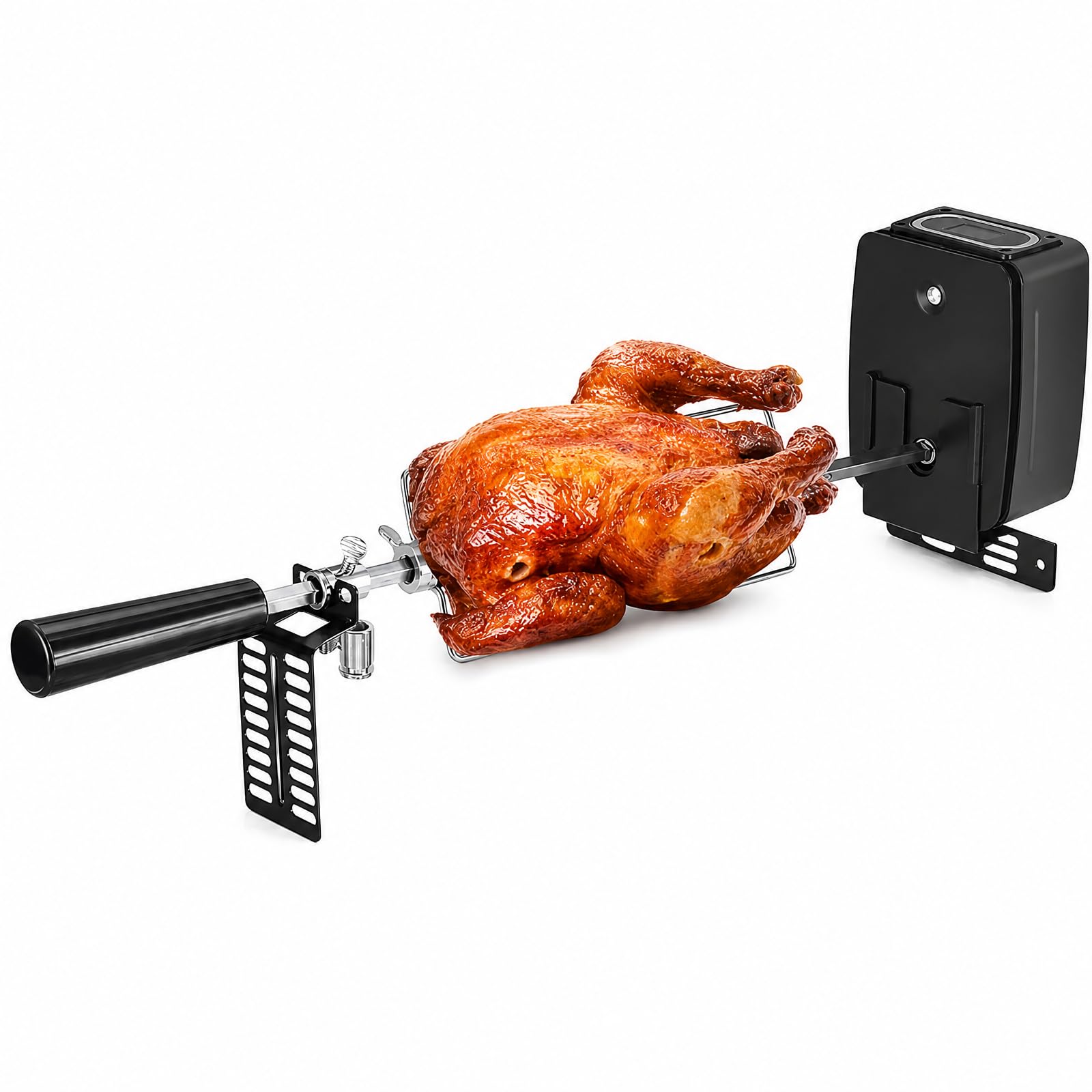 Juego de pinchos giratorios eléctricos, juego de brochetas de acero inoxidable, 220-240 V, pincho giratorio para barbacoa esférica, parrilla de carbón vegetal, barbacoas de gas y asador