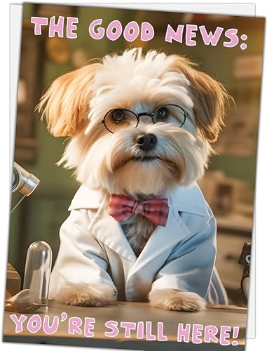 Miniatura 4 de Glory To Dog Buenas noticias You're Still Here! The Bad News In Dog Years, You'd Be Dead Tarjeta de cumpleaños divertida con sobre de correo de