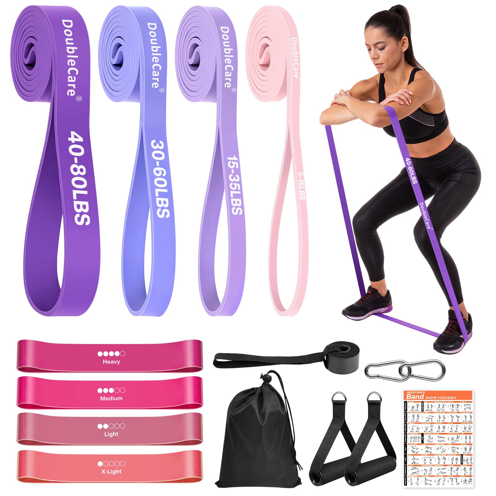 12 PCS Resistance Bands Set,Exercise Bands for Women,Skin-Friendly Loop Stretch Band for Exercise,Home Gym,Yoga,Strength Training