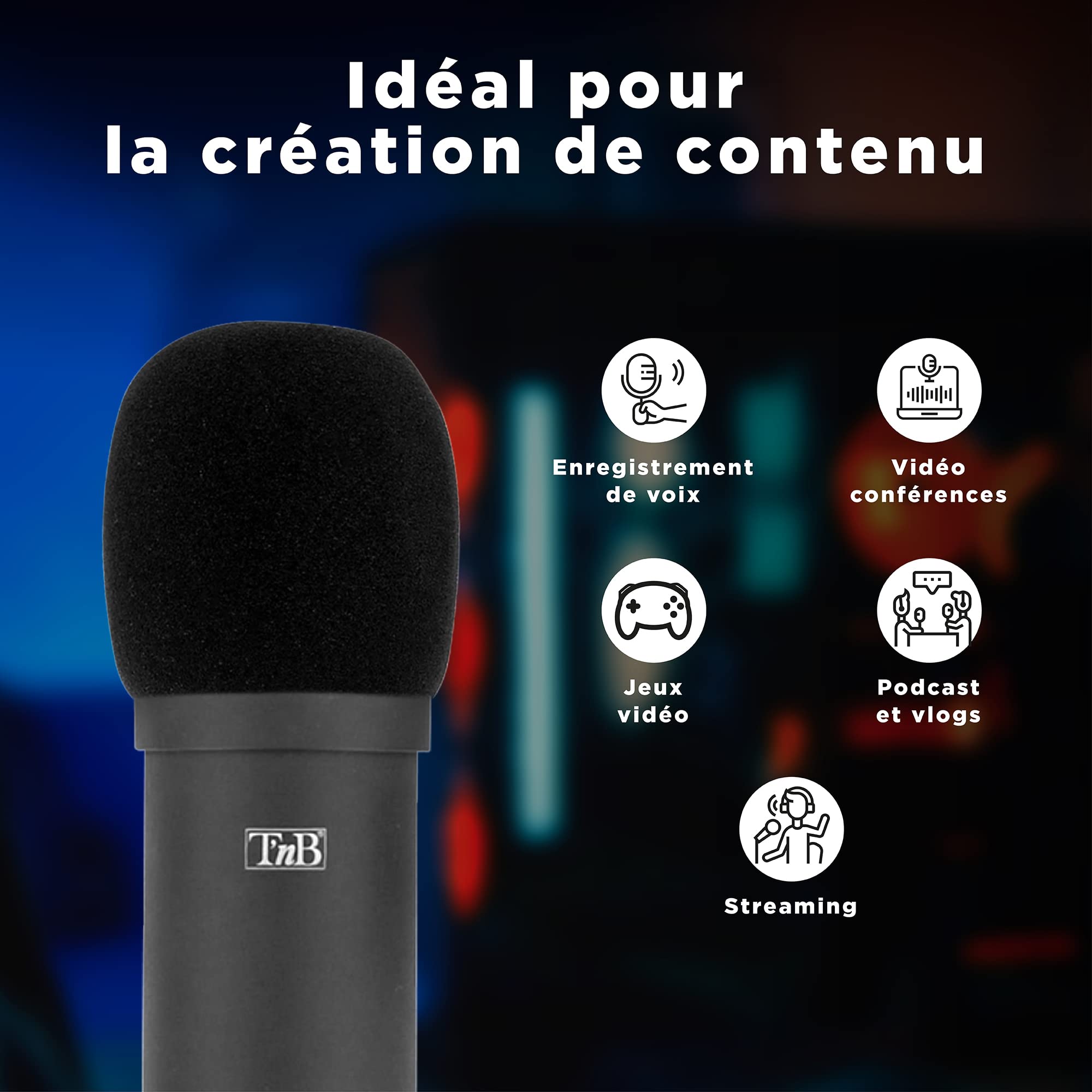 TnB Influence Mikrofon Nierencharakteristik Kondensatormikrofon Professionelle Qualität, Komplettpaket - Gelenkarm - Mütze - Popfilter - Vibrationsunterstützung, ideal für Streaming, Podcast - Schwarz