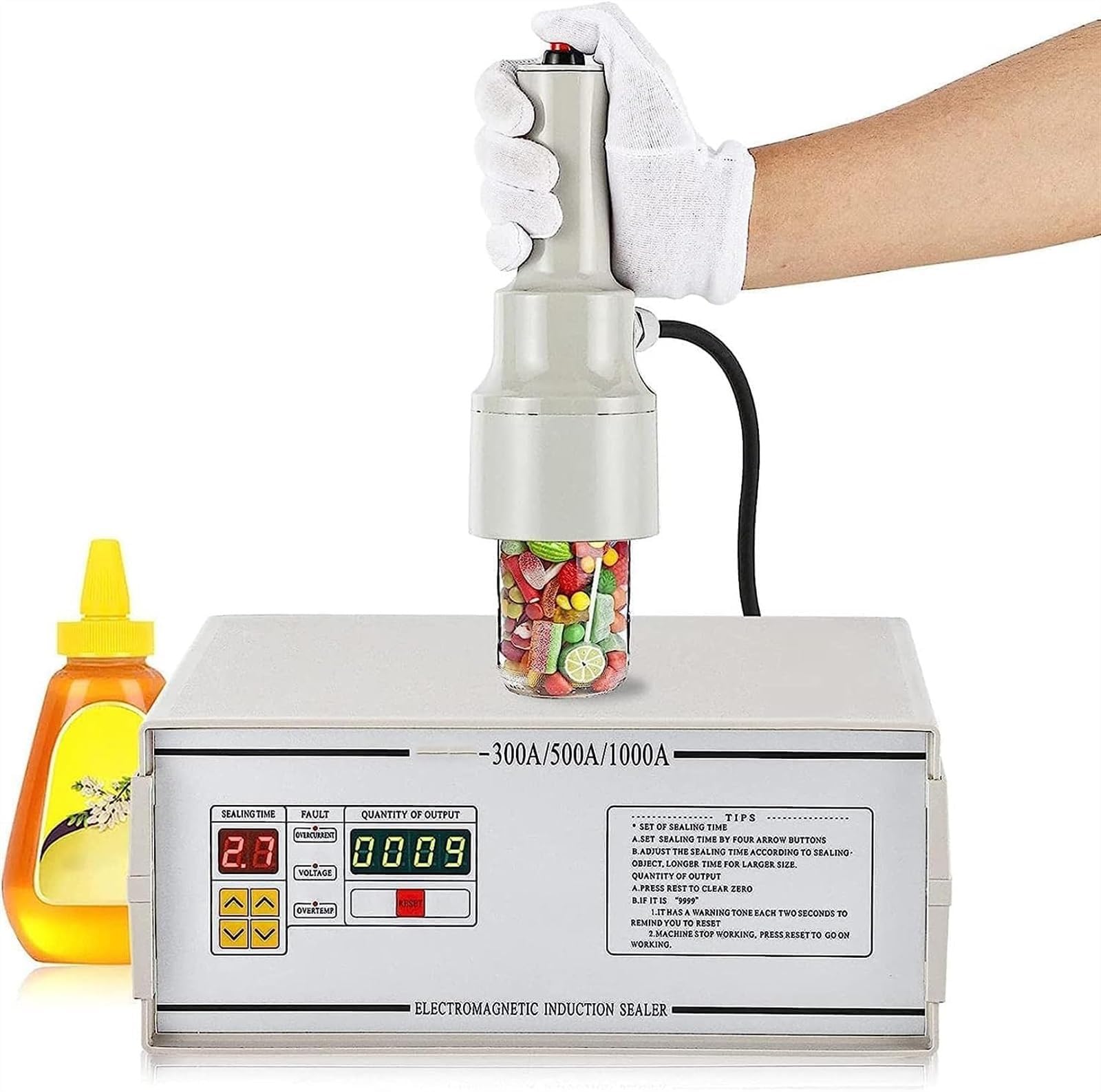 Machine à sceller à induction pour bouteilles plastique et verre avec compteur portable