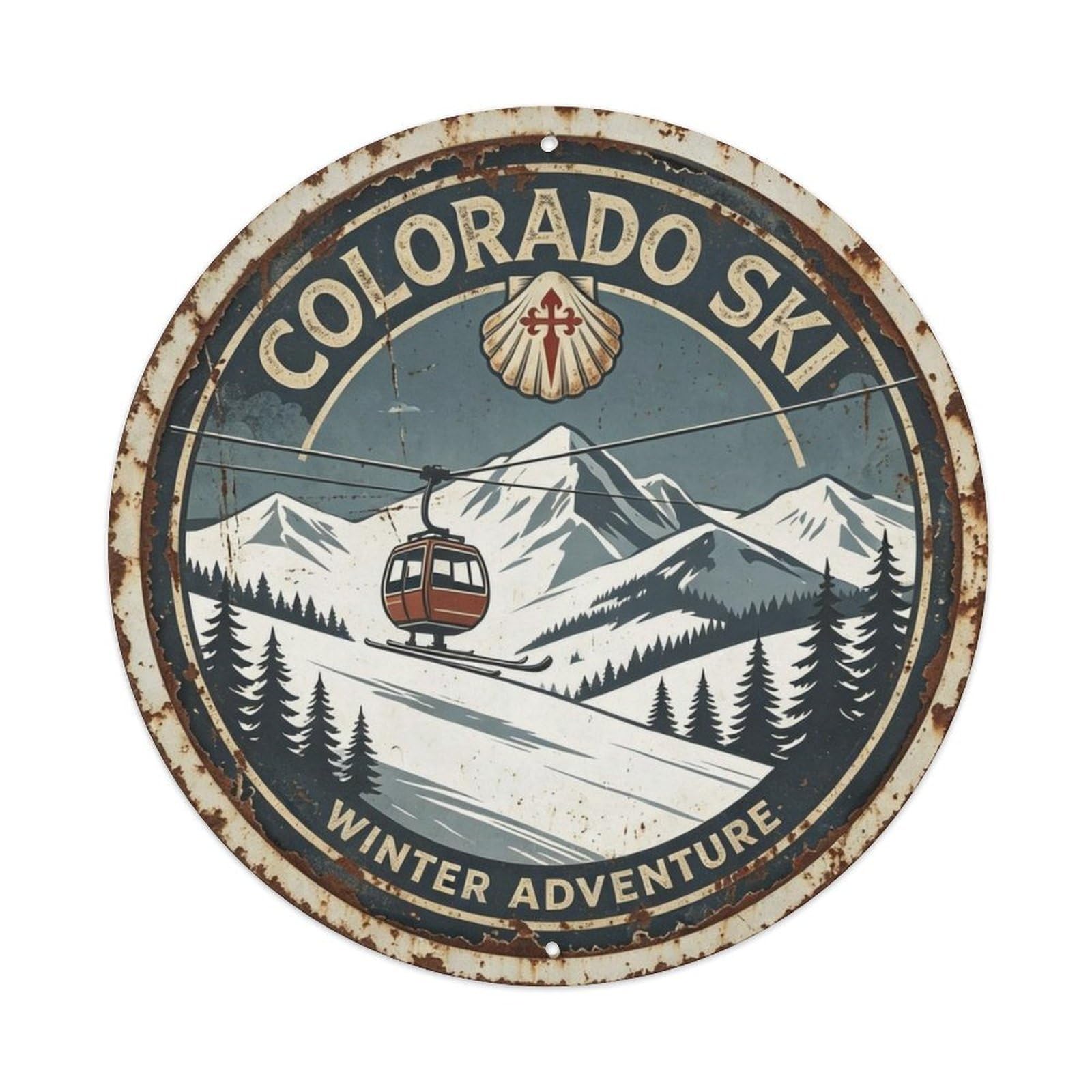 Colorado Ski Adventure Metal Tin Sign Plaque