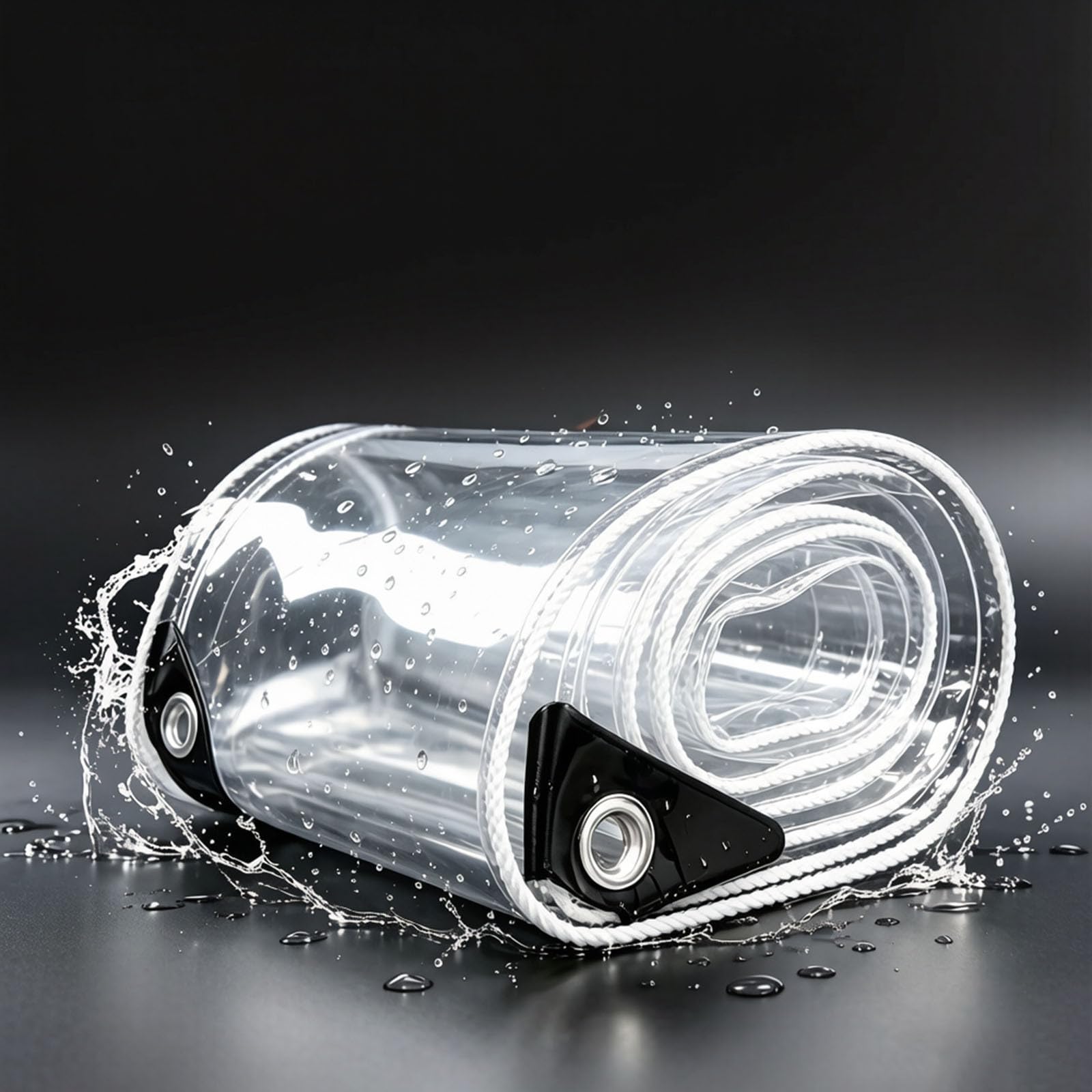 Bâche Transparente Imperméable avec Œillets 600g/m² pour Extérieur | PVC, Anti-Déchirure, Résistant UV, Bords Renforcés, Corde Incluse, Jardin, Terrasse, Serre, Pergola, Balcon, Piscine(2x2m)