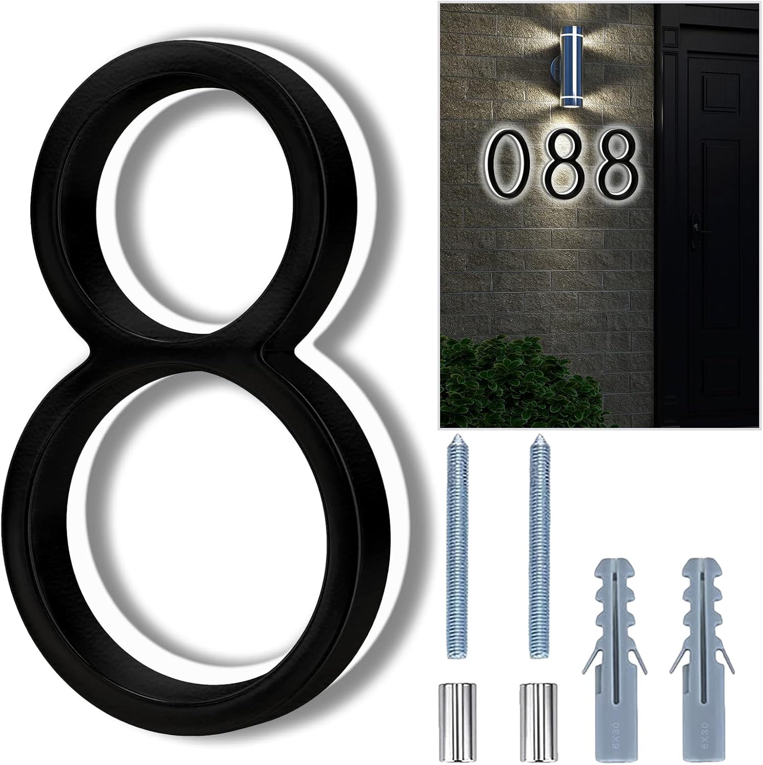 Amazon.com: 8 Inch House Numbers, Backlit LED Home Address Numbers ...