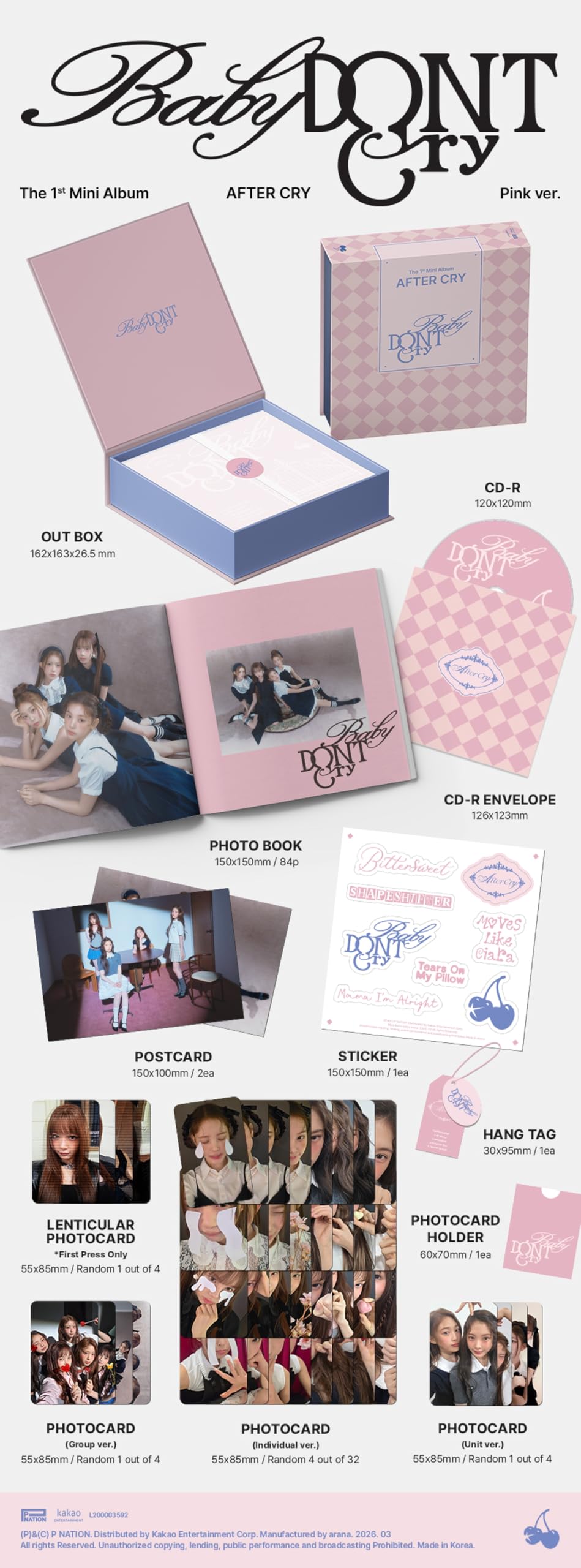 Amazon.co.jp: Baby DONT Cry AFTER CRY 1st Mini Album 2 Version Set