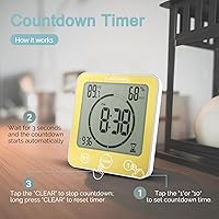 Vista 5 de KADAMS Shower Clock Waterproof Bathroom Timer – Digital Wall Clock with Countdown, Magnetic Kitchen Clock with Temperature & Humidity, Suction Cup
