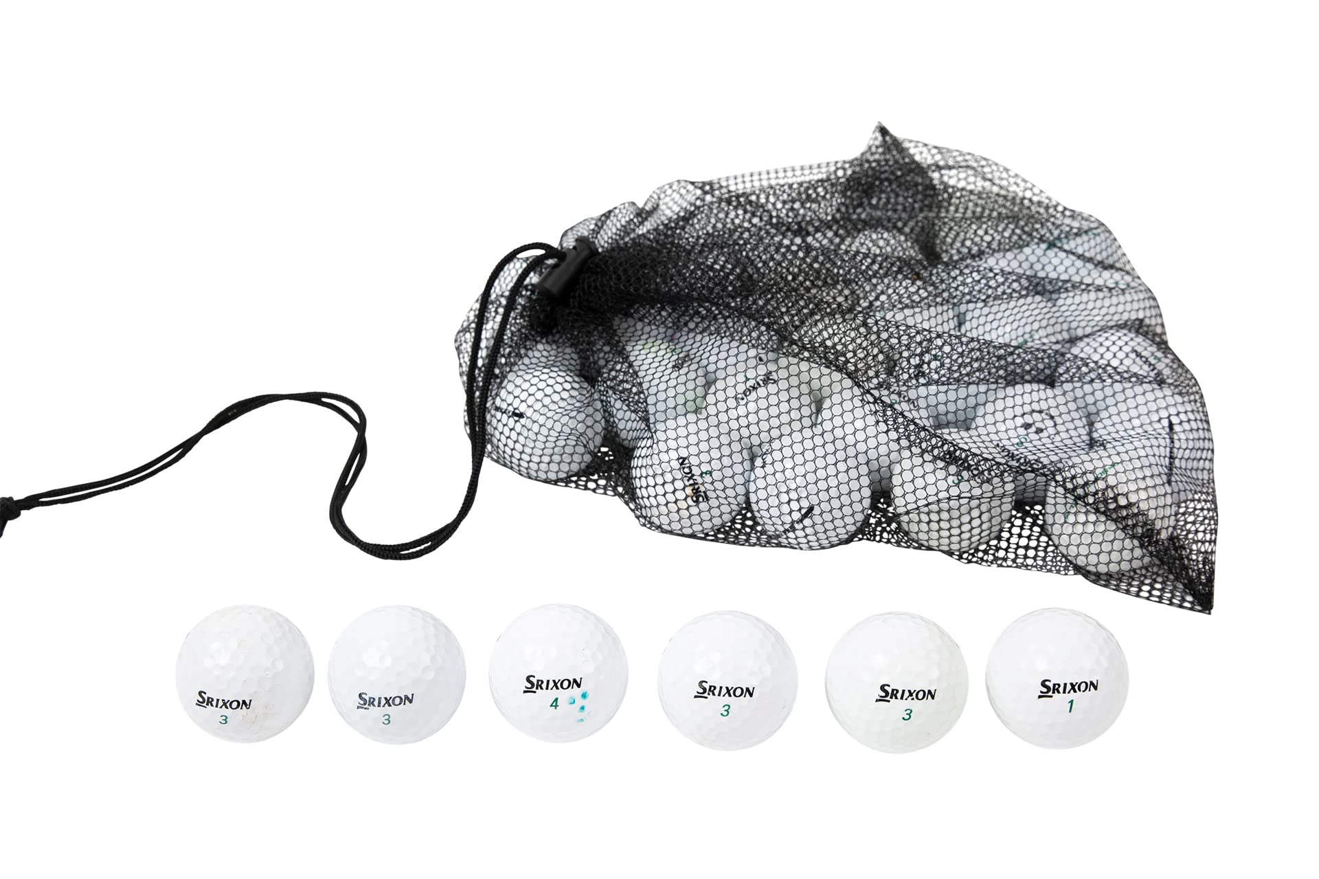 Clean Green Golf Balls Recycelte und gebrauchte Golfbälle für Srixon Soft Feel Golfbälle – inklusive Netztasche und gebrauchten Srixon-Golfbällen (48)