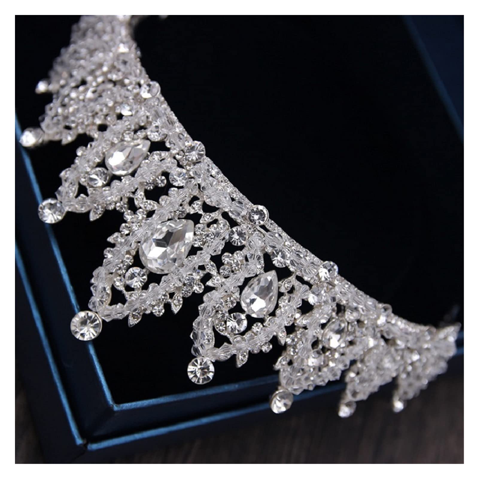 Barokowy luksusowy Rhinestone korona ślubna diadem ręcznie robiony srebrny kryształ Diadem diadem na ślub panny młodej akcesoria do włosów Tiara (kolor metalu: srebrny)