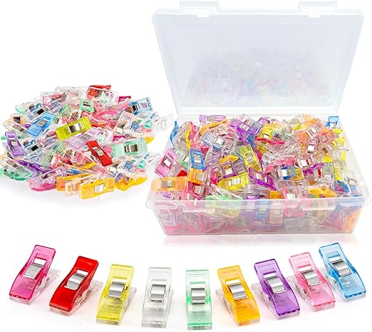 Quilting Clips and Sewing Fabric Clips, KOLUPA 200 Pcs Plastic Embroidery Clips with Storage Box, Multipurpose Crafting Tools Supplies and Accessories (Assorted Colors)