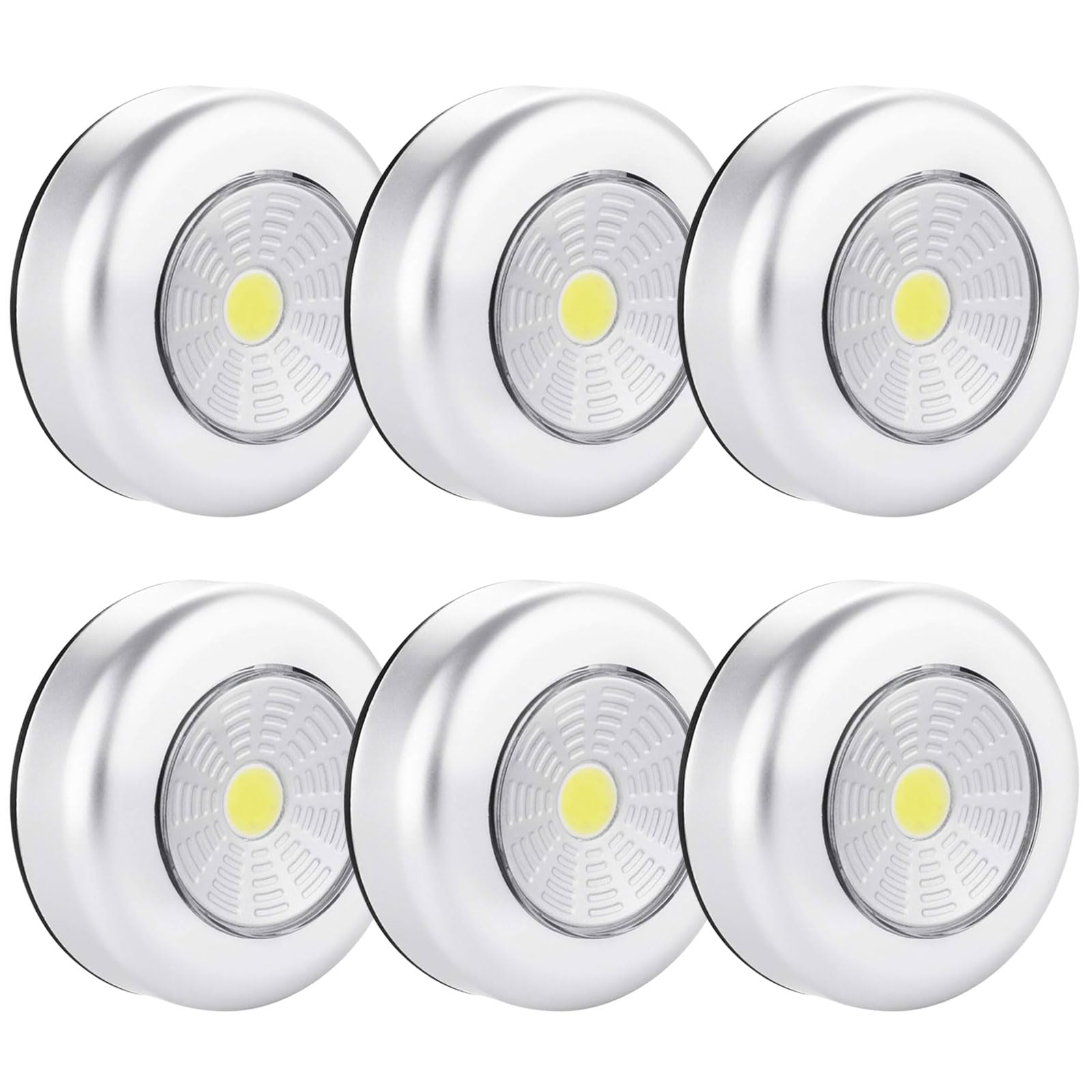 6 Pack Portable Stick on Wall Lights, Touch Control Battery Powered Push Lights, 70 Lumen Stick on Wireless LED Cabinet Light for Kitchen Closets Armoire Cabinets Counters Utility Room[Energy Class A]