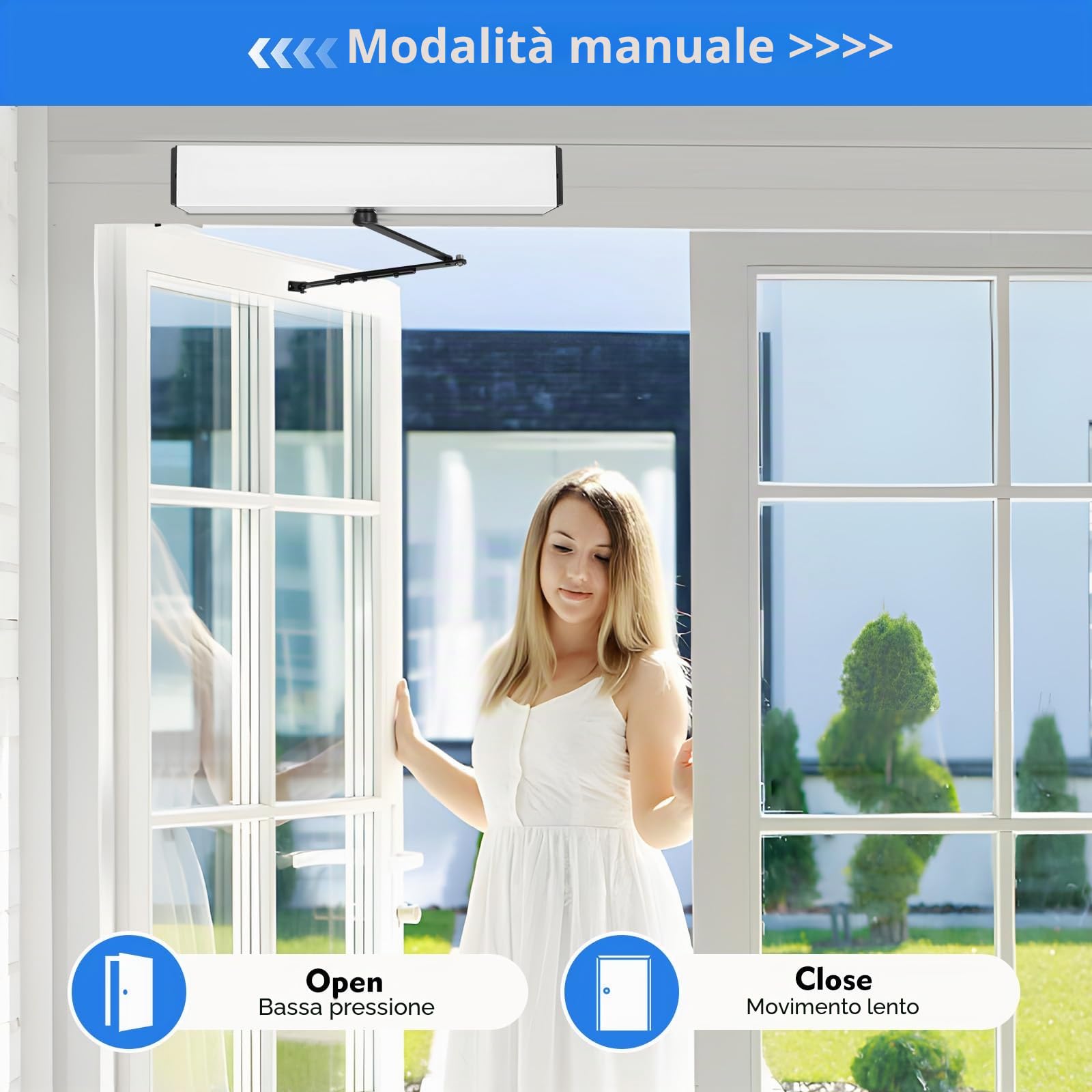 Interruttore automatico per porta a battente con telecomando per porte elettriche, chiudiporta elettrica chiudiporta a battente, modalità manuale/automatica per porte in legno, porte in acciaio