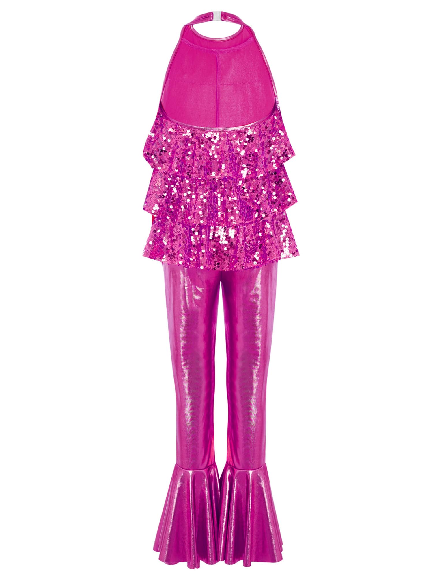 inhzoy Body da Pattinaggio Artistico Bambina con Paillettes Tuta Intera da Ginnastica Artistica con Volant Balletto Leotards Jumpsuit da Allenamento Abito da Ballo Latino Tango