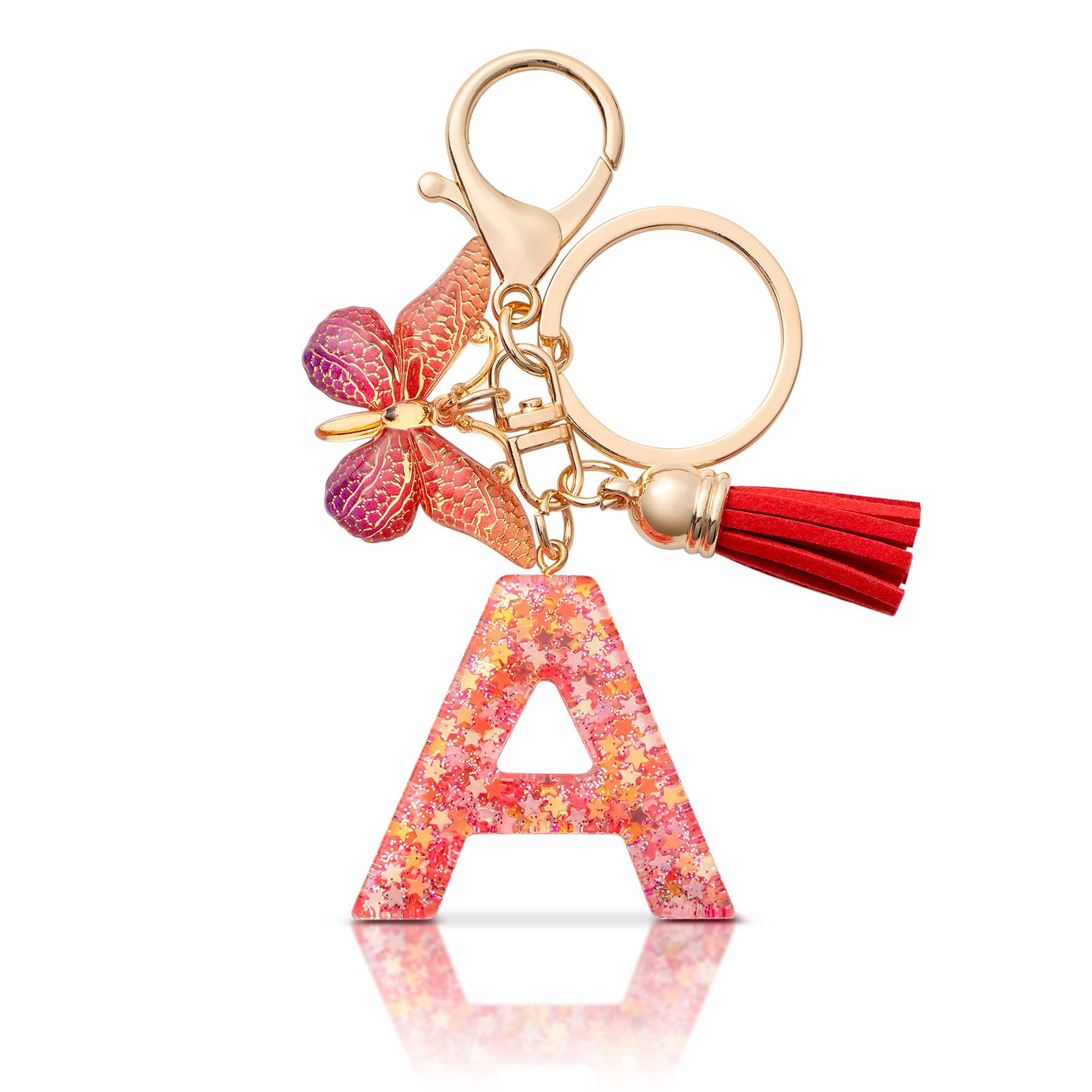 MORSUNBELA Schlüsselanhänger Buchstabe Mädchen Keychain mit Anfangsbuchstabe Schlüssel Anhänger mit Buchstaben für Frauen Damen