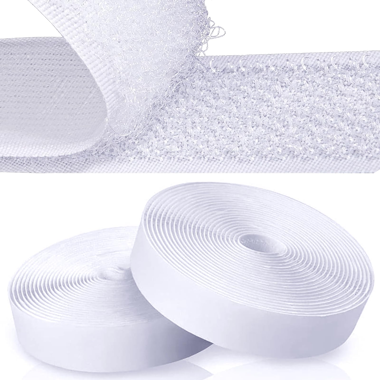 6 Metres Hook and Loop Strip Tape, Self Adhesive Heavy Duty Fastener Tape, Double Sided Sticky Back Strips for Home and Office, 20mm Wide