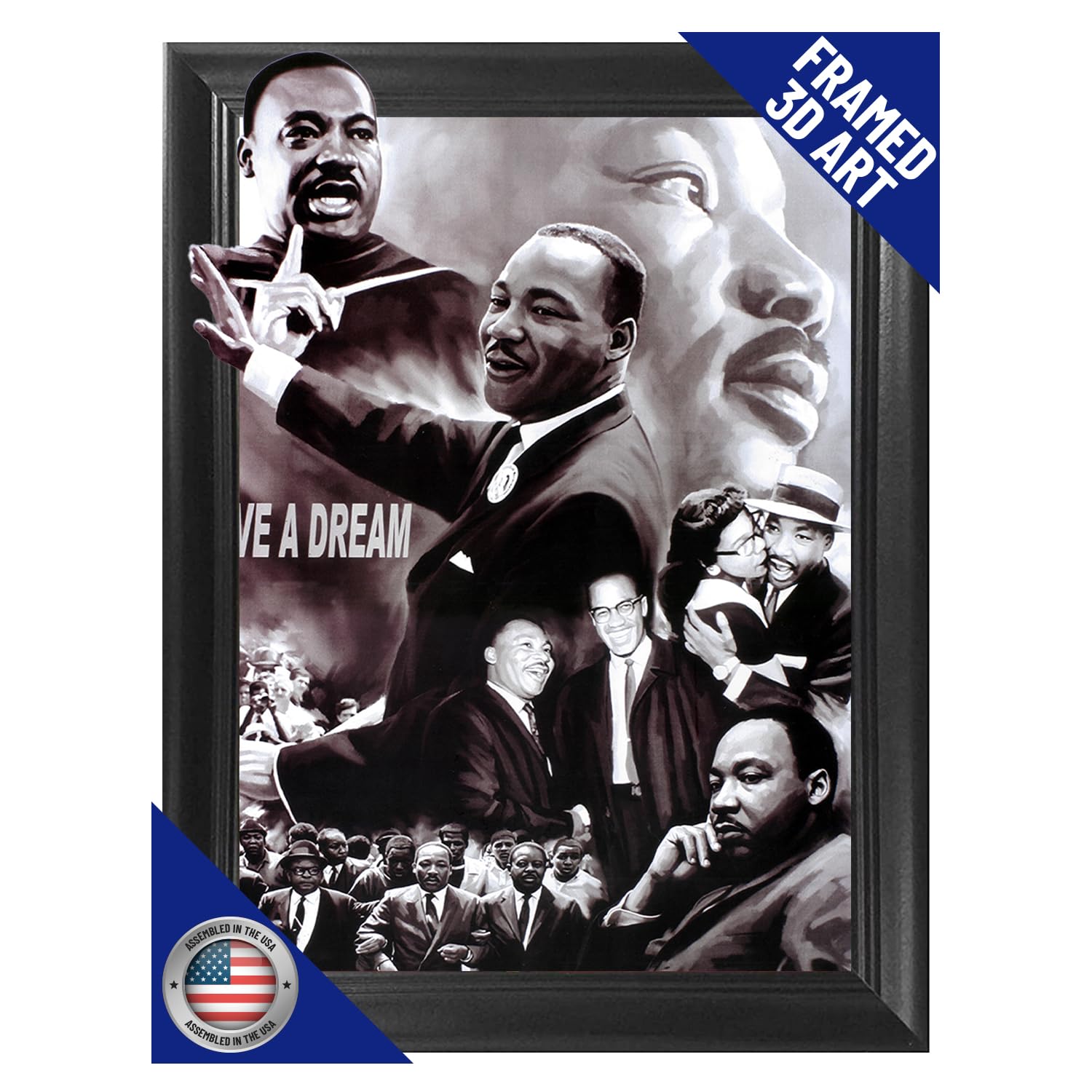 Dr. Martin Luther King Jr. I have A Dream 3D Poster Wall Art Decor Framed Print | 14.5x18.5 | Lenticular Posters & Pictures | Memorabilia Gifts for Guys & Girls Bedroom | MLK Civil Rights Leader Art