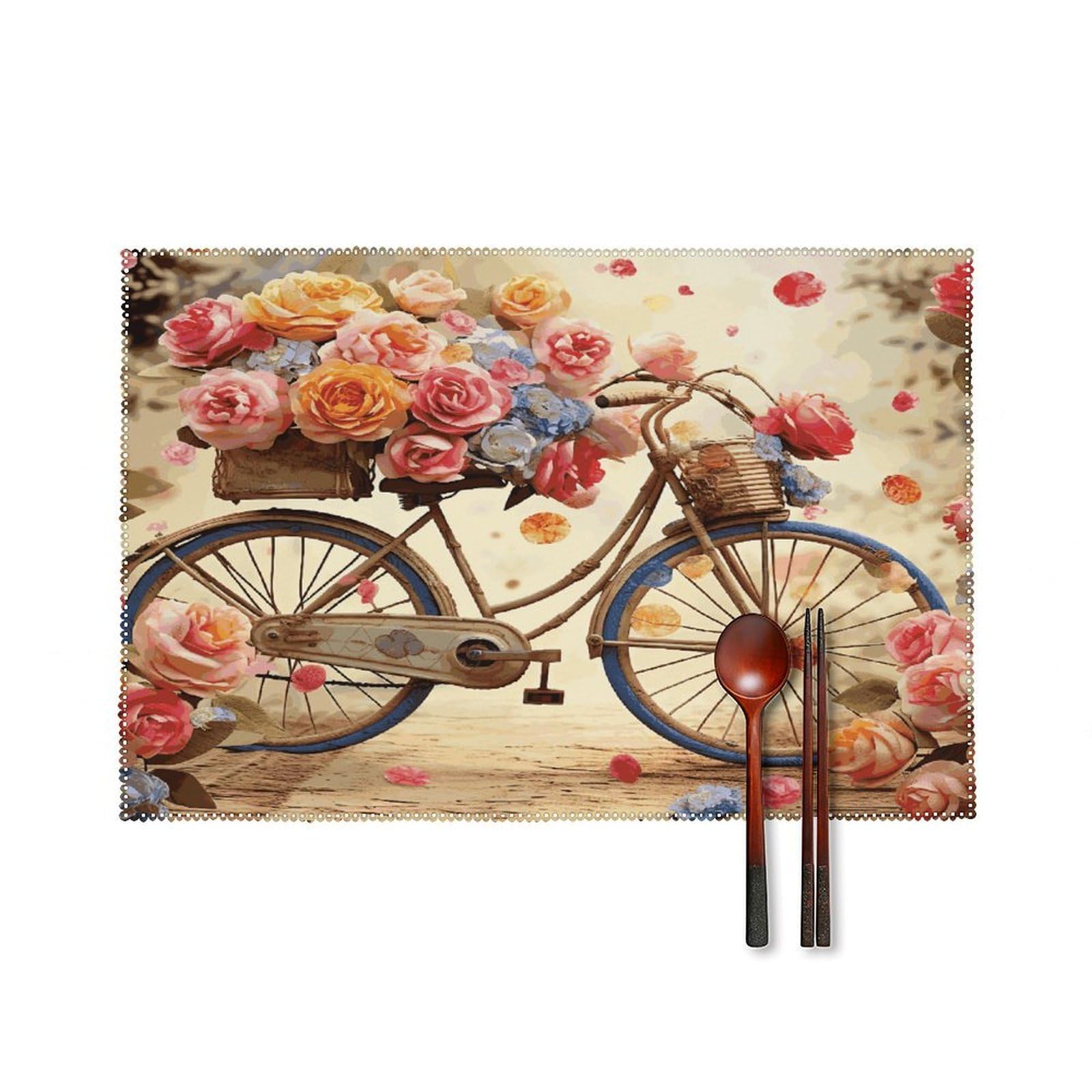 Fodpand Style Flower Bicycle Placemats Set Of 4 Place Mats Table Mats