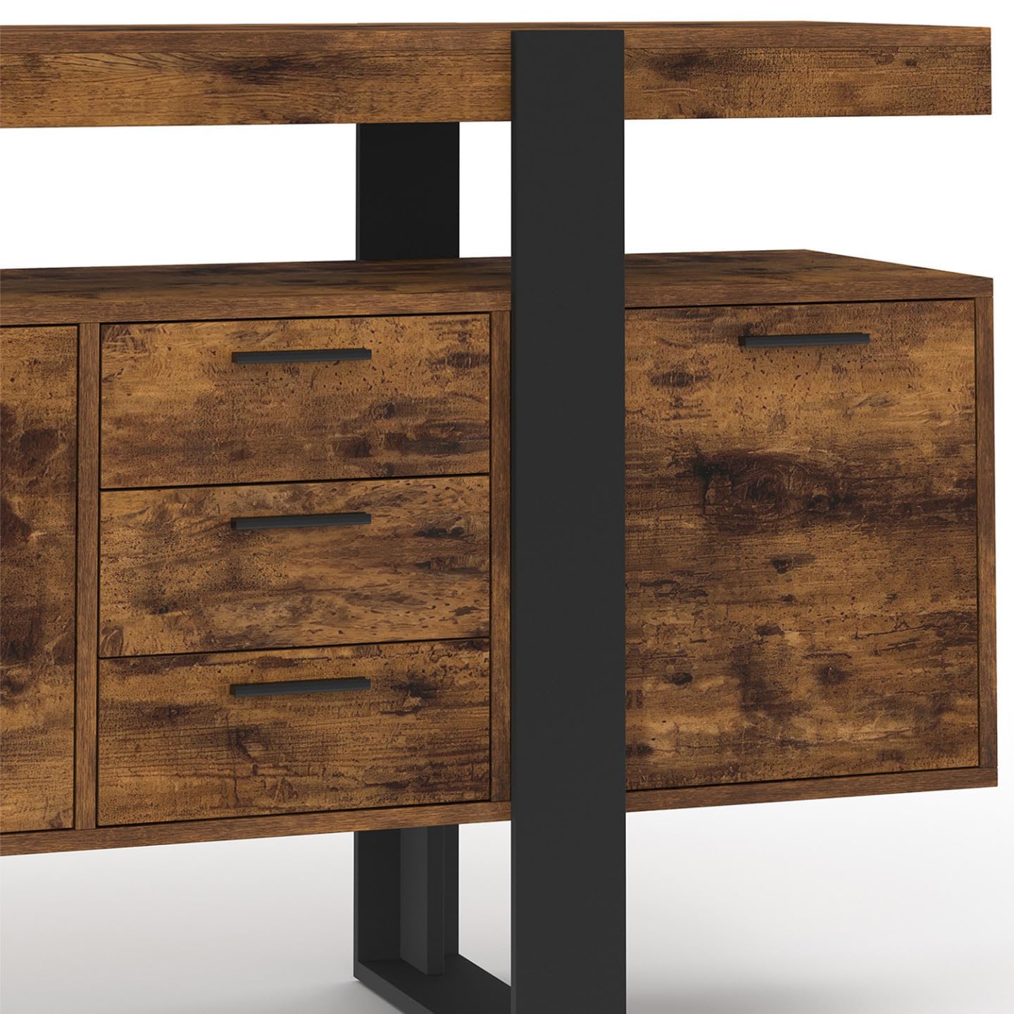 IDMarket - Buffet 180 cm Phoenix XXL Bois Effet Vieilli et Noir