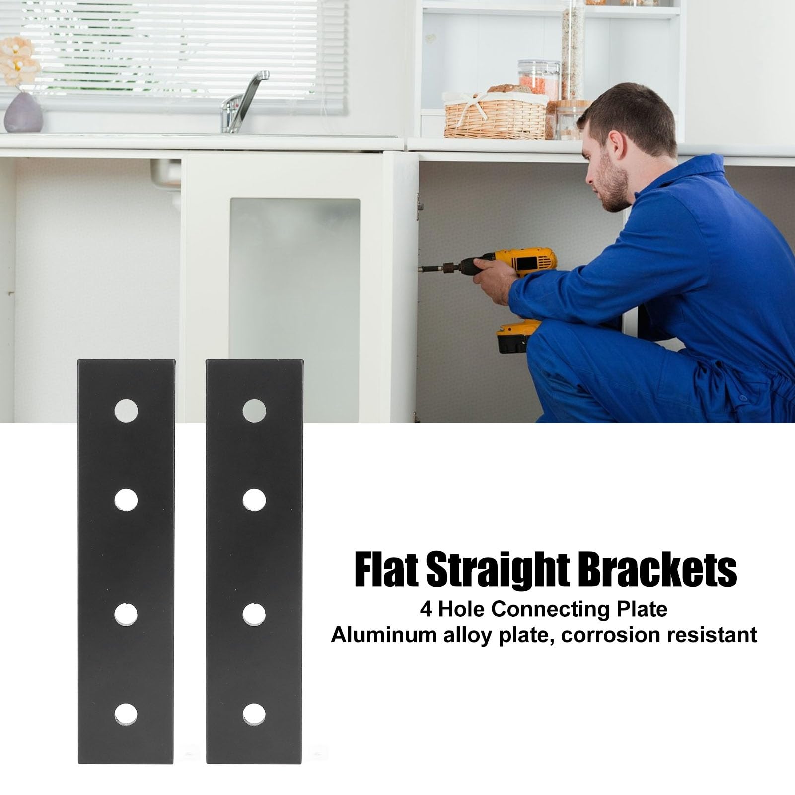 2x 4-Loch-Verbindungsplatten Aus Aluminiumlegierung – Flache Gerade Möbelhalterungen Für Tische, Betten, Regale
