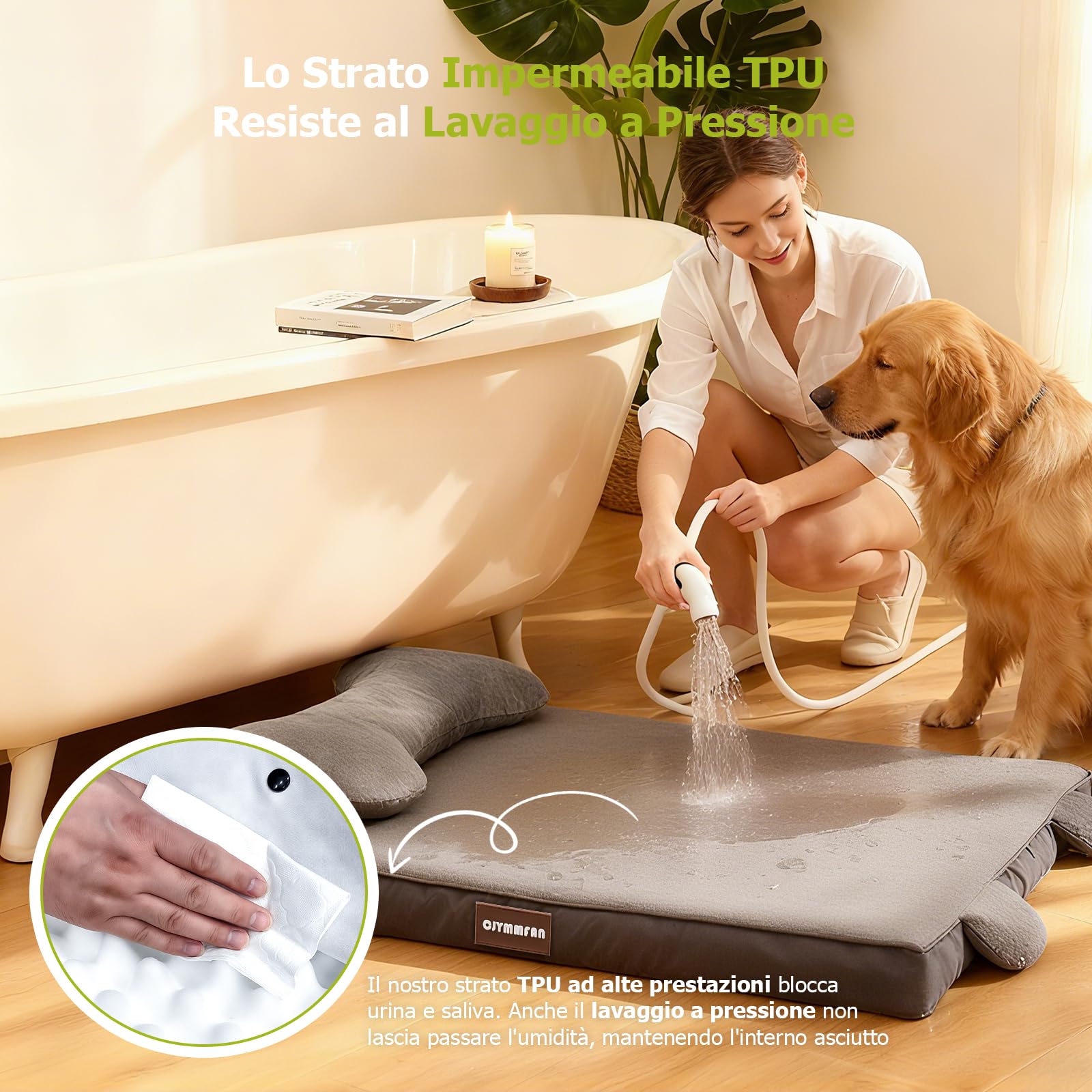 Cuccia Ortopedica per Cani con Cuscino Rimovibile, Lettino Lavabile Memory Foam a Forma Cassetta Uova, Impermeabile Letto per Supporto Testa e Articolazioni, Cuccia cane Interno con Base Antiscivolo