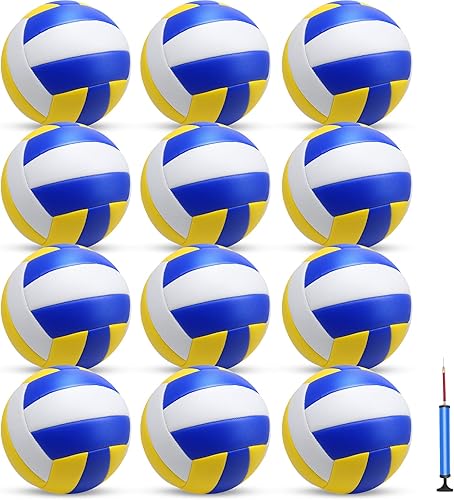 jiaonun 12 Pack Official Size 5 Volleyballs of Composite Leather for Womens, Mens, Youth, Teen, for Outdoor, Indoor, Beach, Pool