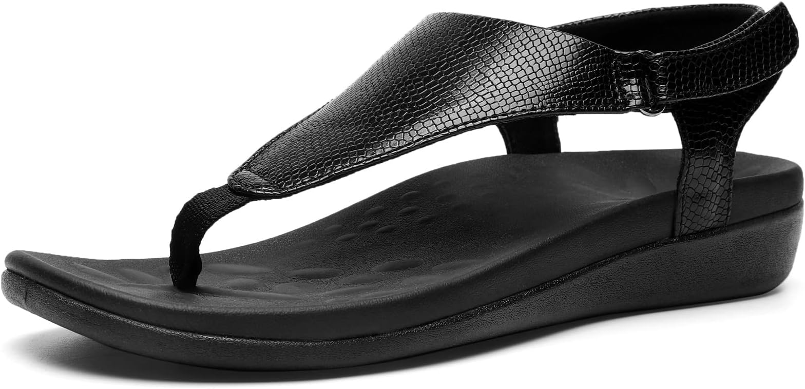 UTENAG Womens Arch Support Sandals Orthotic Adjustable Thong Flip Flops Shoes