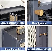 Vista 4 de 8 Tier Bamboo Shoe Cabinet with Doors, 38-42 Pairs Shoe Rack for Closet, Shoe Storage Cabinet for Hallway Living Room Office(Grey)