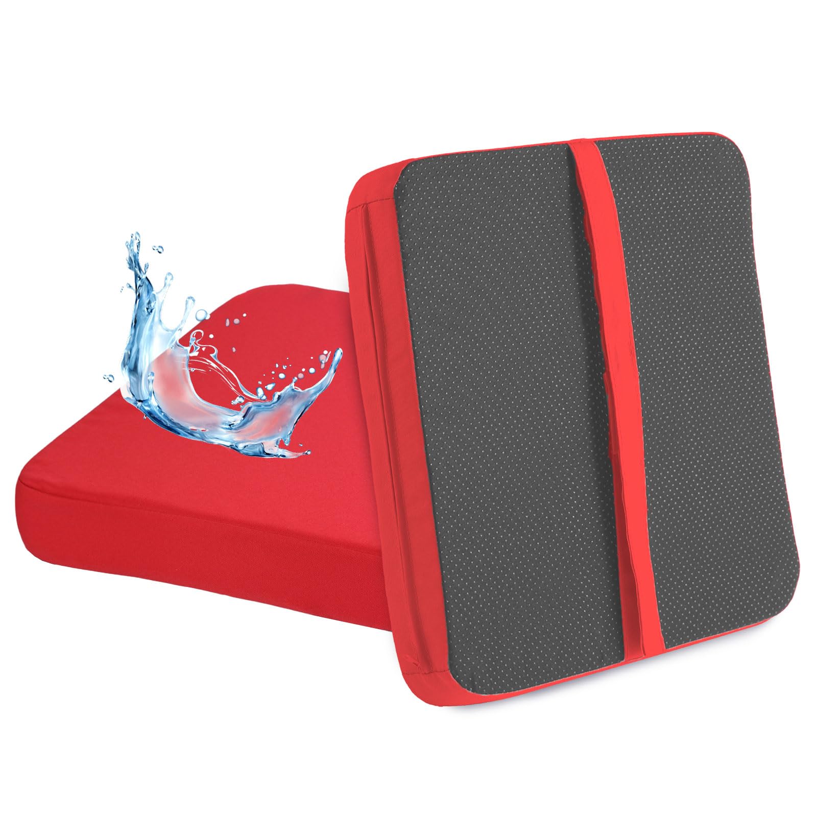 SUOBIA Bar Stool Cushions 14x16 inch, Non-Slip Dining Chair Cushion with Straps, Waterproof Seat Pad for Indoor Outdoor Metal Wooden Chair, Set of 2,