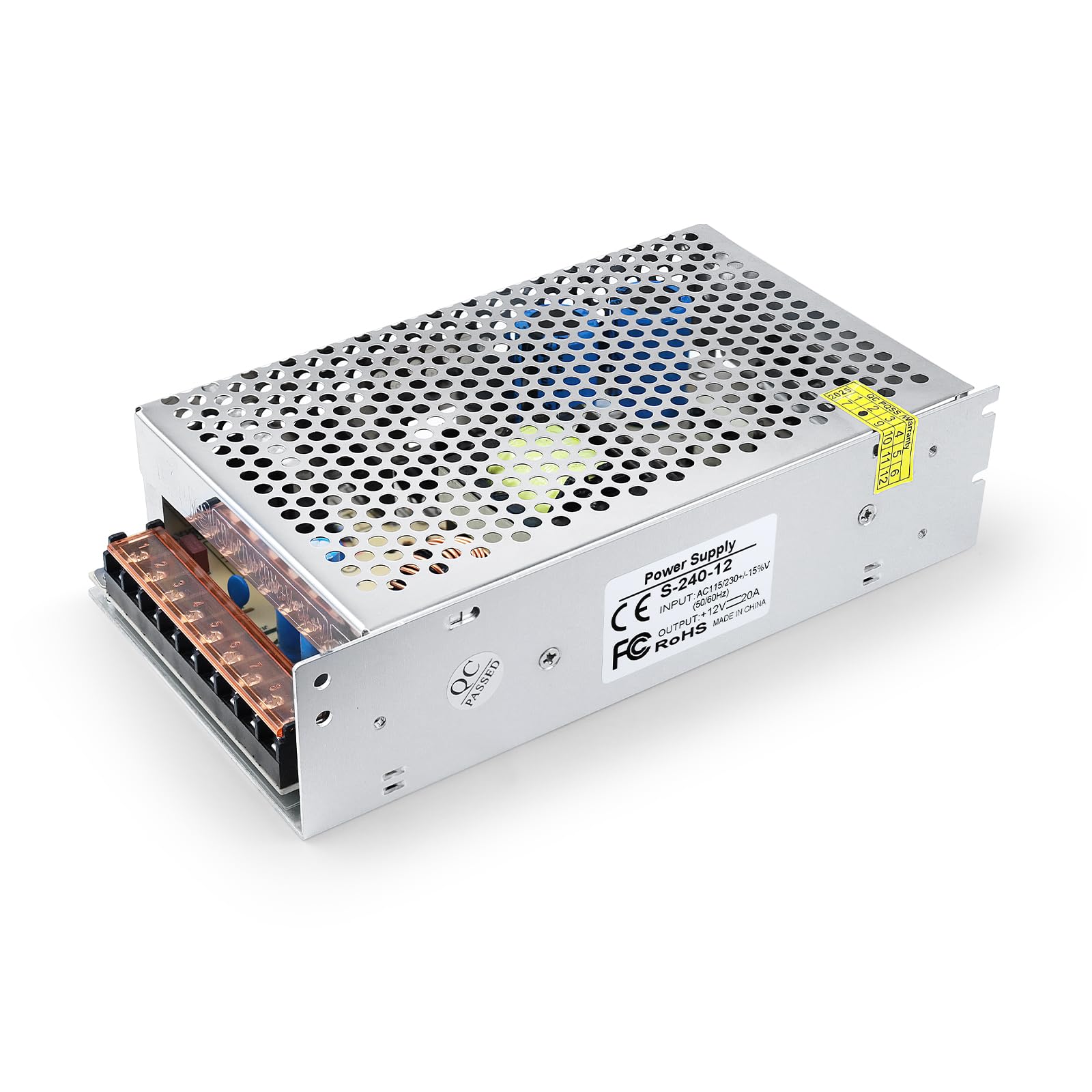 12V 20A 240W Regulated Switching Power Supply, Universal DC Converter Transformer, 110/220V AC to DC 12V LED Driver for Strip Lights, CCTV, 3D Printer, Computer Project