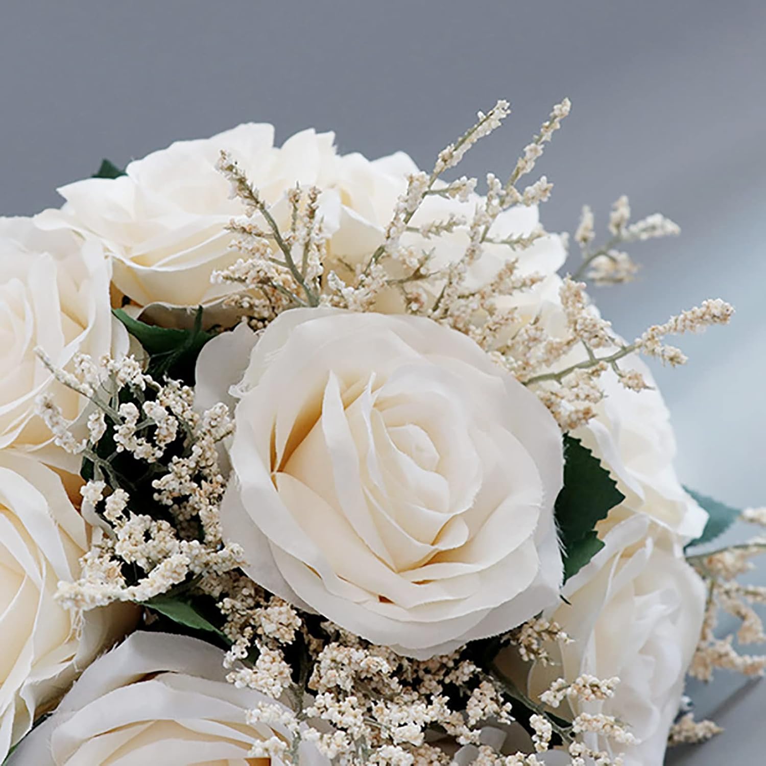 Artificial Flower Bouquet Wedding Romantic Bride Bridal Bridesmaid Rose Bouquets Fake Flower Ball Arrangement Bouquet for Parties Valentine's Day Home Decor