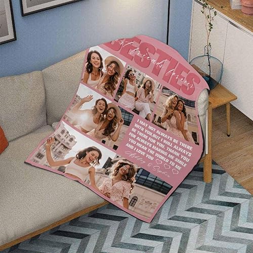 Miniatura 3 de Caisuedawn Manta personalizada para mejor amiga con nombre y foto, manta personalizada con foto para mejor amiga, manta de franela de regalo