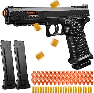 Shell Ejecting Toy Gun, Semi Automatic Toy Gun with Soft Bullets, Educational Model Toy Pistols for Outdoor Shooting Game, for Kids Boys Girls Ages 8-12 (Black)