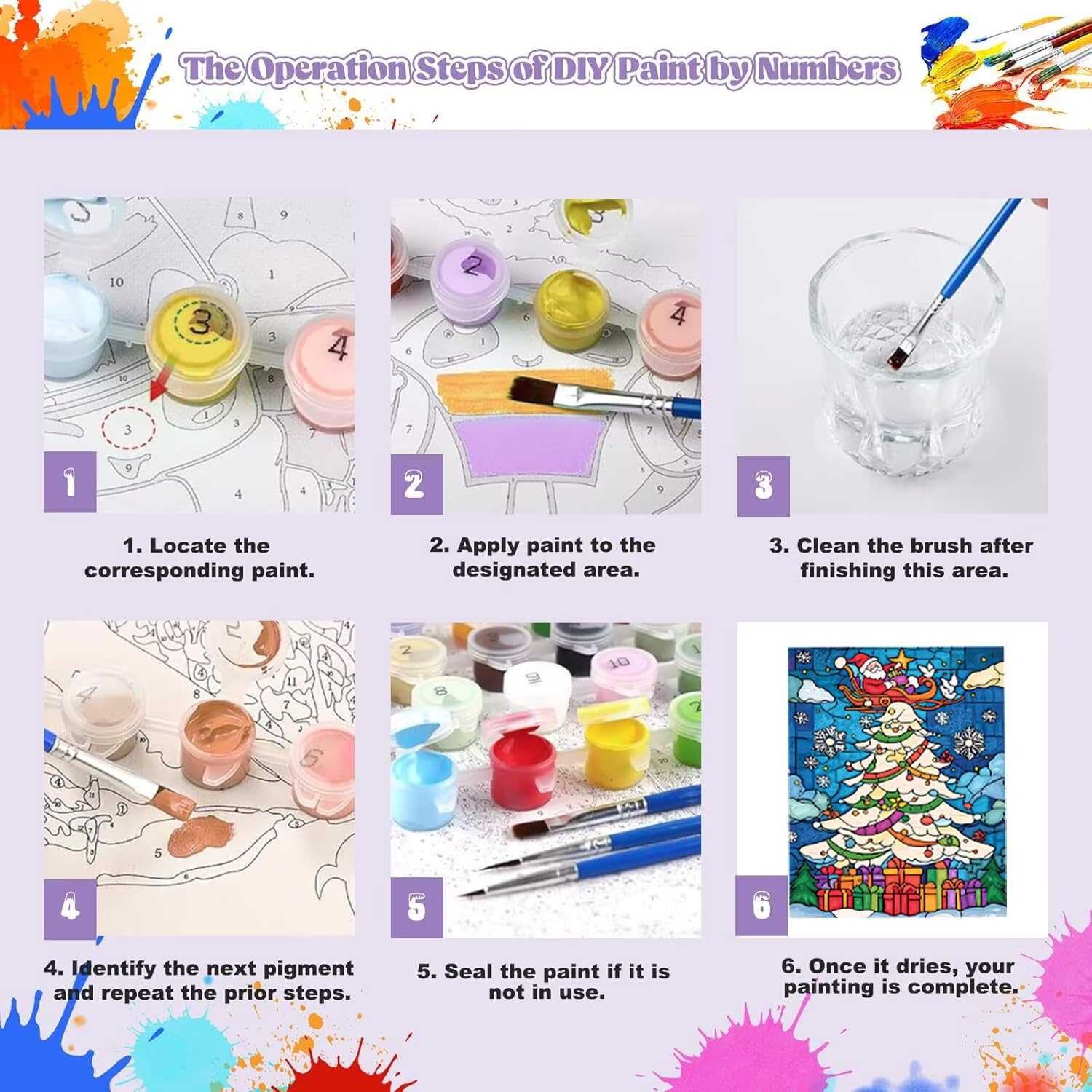 Kit de peinture par numéros pour adultes - Sapin de Noël - 70x90cm v-875