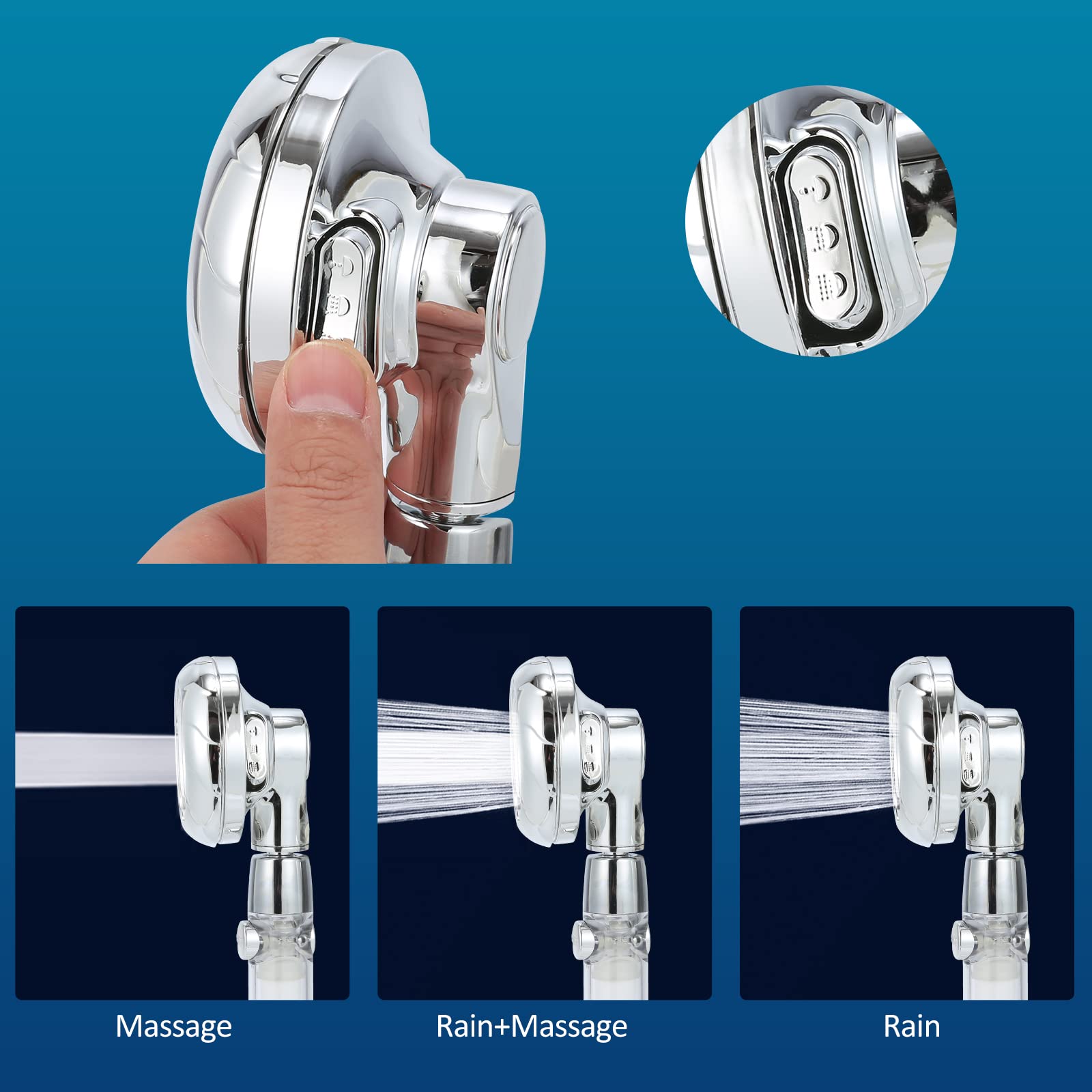 Wohnmobil-Handbrause mit Filter für hartes Wasser | Wohnmobil-Duschkopf mit Schlauch und Ein-/Ausschalter | Hochdruck-Duschkopf Ersatz für Marine, Boot, Wohnmobil