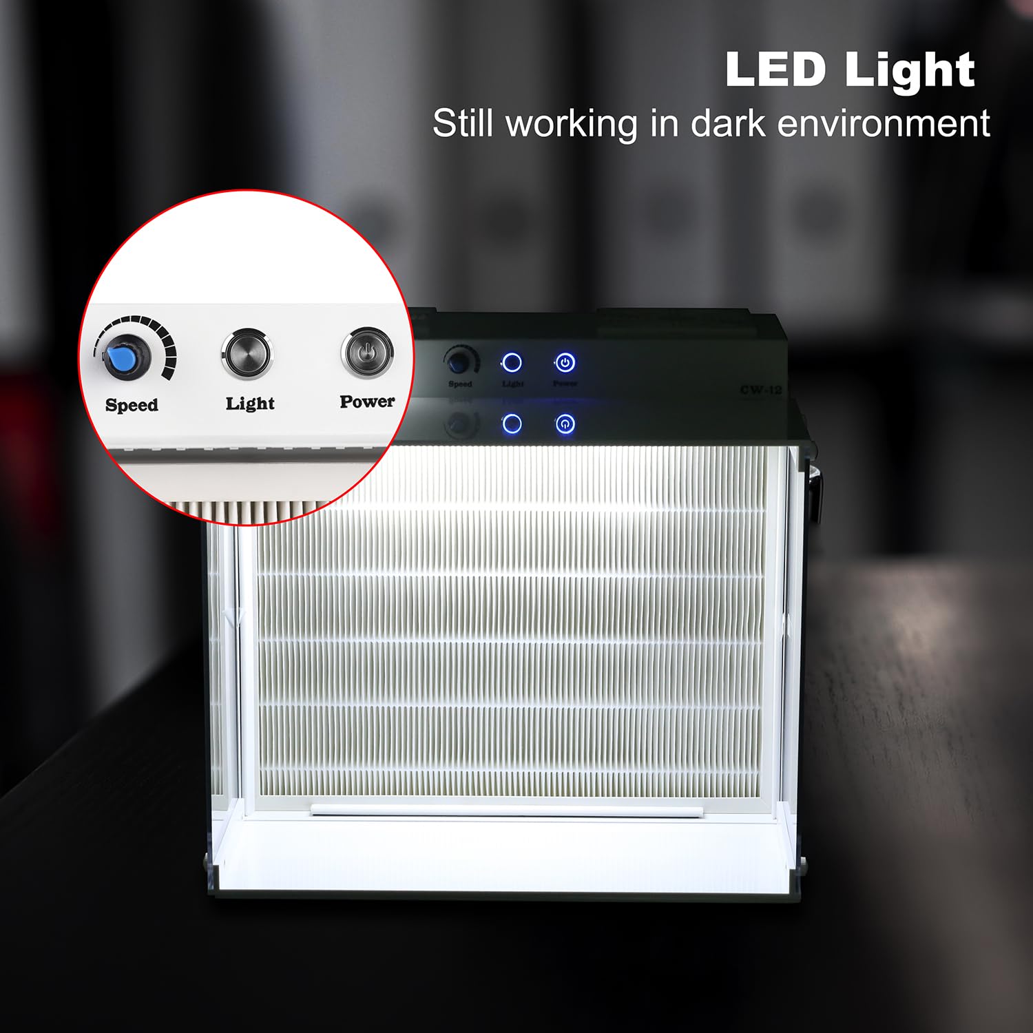 HEPA H12 Laminar Flow Abzugshaube mit HEPA Filter, 43 x 33 cm FFU Impfbox Lüfter, Doppellüfter Luftfiltersystem, tragbare Laminar Flow Abzugshaube für Labore, Reinräume und Pilzlabore