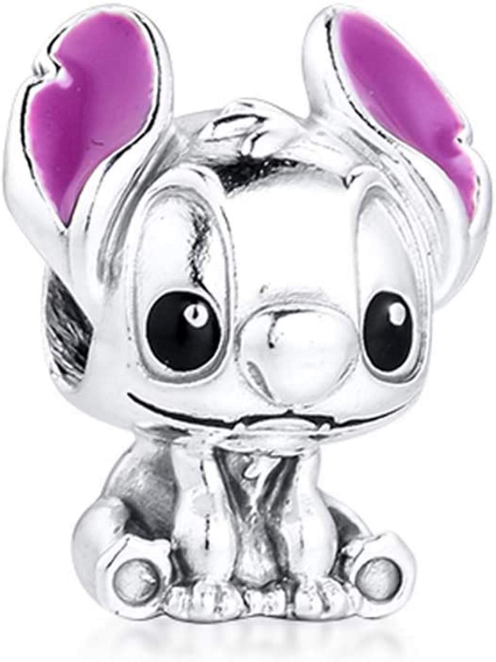 Beads R UsLilo and Stitch Charm/Bead in Solid Sterling Silver Hallmarked 925 and coloured Enamel, Compatible with all European style Charm Bracelets and Necklaces.