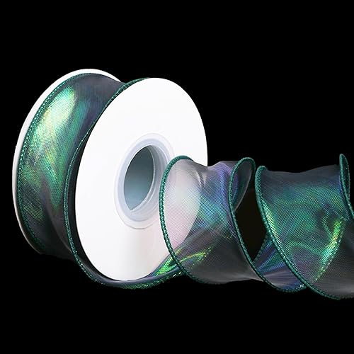 Miniatura 6 de CMFYHM 2 rollos de cinta de organza verde láser de 1-12 pulgadas de ancho, 10 yardas para envoltura de regalo, lazo, manualidades, ramo, corona,