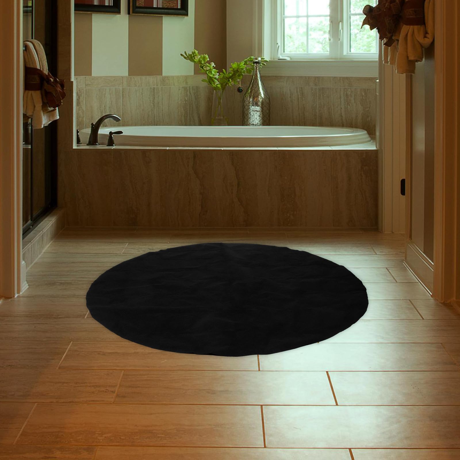 GLEAVI Tapis Rond Multifonction en PE et Feutre pour Spa et Piscine Tapis Antidérapant Imperméable avec Réduction de Bruit