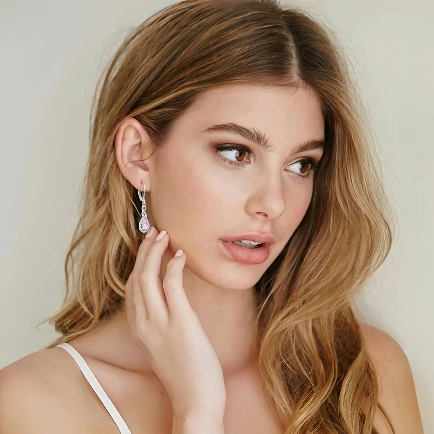 Oval Cut Dangle Drop Earrings 925 Sterling Silver Infinity Twisted Leverback Earrings Birthstone Jewelry for Women - Image 2