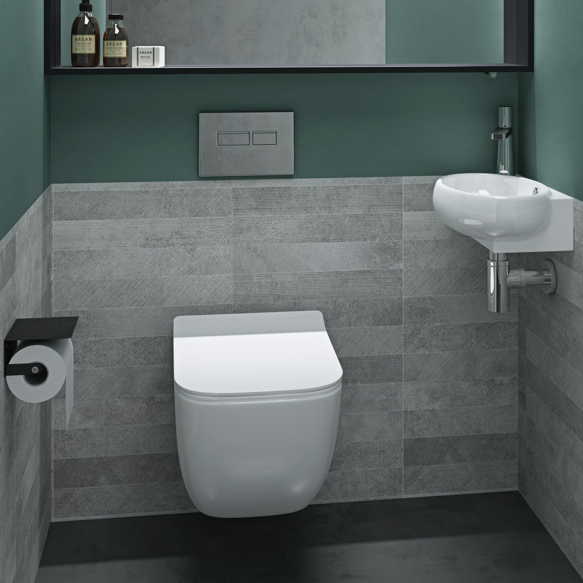 Mai & Mai Petit Lavabo Suspendu Blanc Vasque en Céramique Lave Mains WC Salle de Bain BR001R