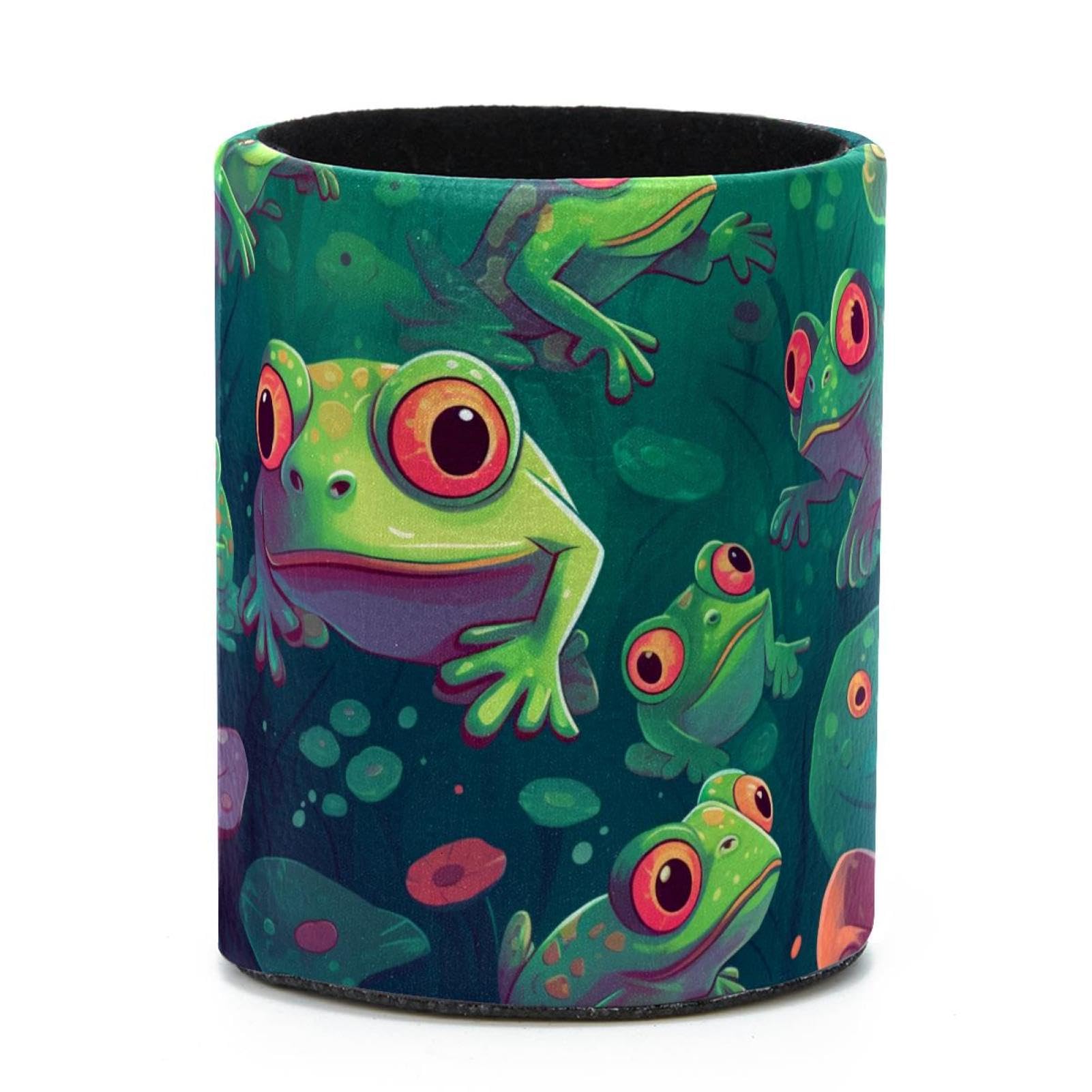 VAPOKF Round Pencil Holders for Desk, Cartoon Frogs Pen Holders Pen Pot Makeup Brushes Storage Desktop Stationery Supplies Organiser for Home Office