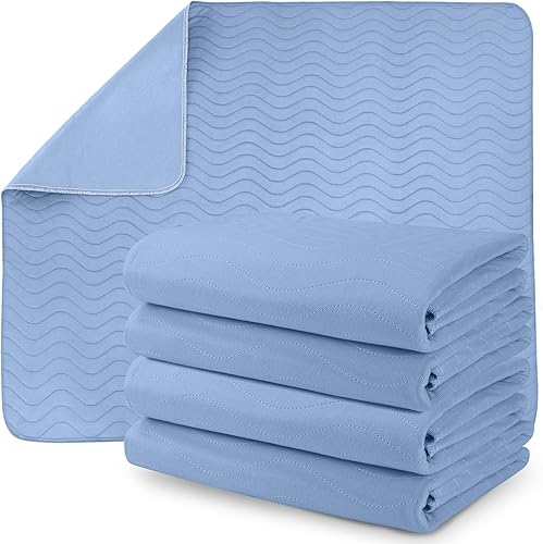 Utopia Bedding - Juego de 4 protectores de cama acolchados impermeables (lavables, reutilizables) para incontinencia 34 x 36 pulgadas