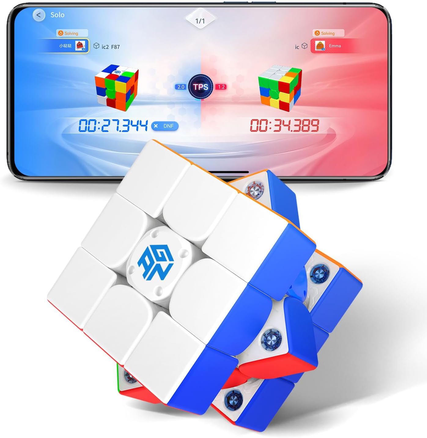 356 i Carry Stickerless Cube, GAN Smart Cube 3x3 Speed Cube Intelligent Tracking Timing Movements Steps with CubeStation App