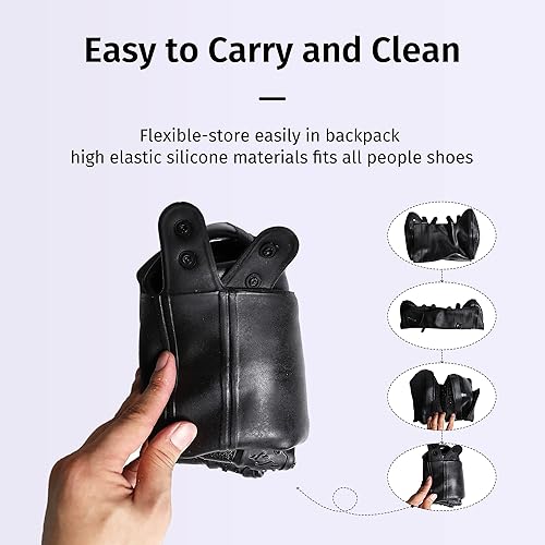 Miniatura 5 de iCreek Cubierta impermeable para zapatos de gallo, sobrecalzado, para hombres y mujeres, cubiertas de lluvia para botas de motocicleta, fácil