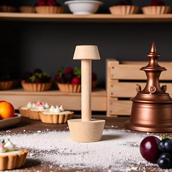 Jinshining Tart Tamper Pastry Tamper Double Side Wooden Egg Tart Tamper Mold DIY Cake Pastry Pusher for Kitchen Party Baking Tools, Pie, Tart and Quiche Pans, 1