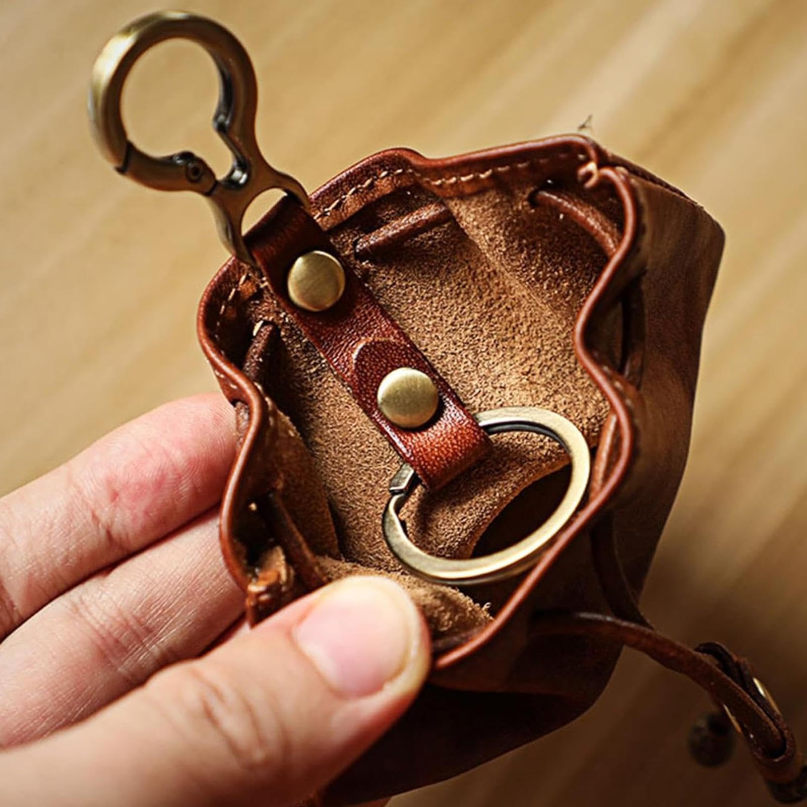 Skórzana ?redniowieczna sakiewka – torebka ze sznurkiem retro, organizer monety, torba ko?ci, stylowe akcesoria kostiumowe dla m??czyzn, kobiet, Ciemnoczerwony, Refer to description, Uniseks